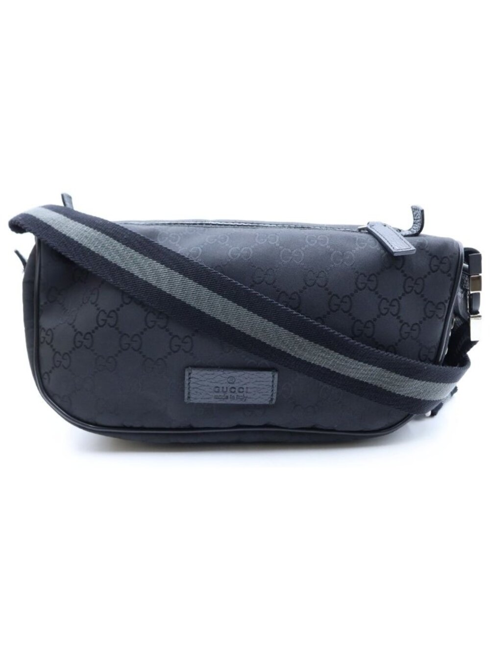 Gucci GG Supreme Shoulder Bag Canvas Leather Black